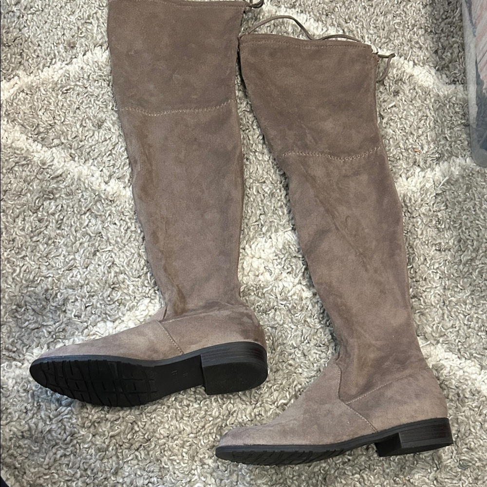 Faux suede Over-the-Knee Boots - griege